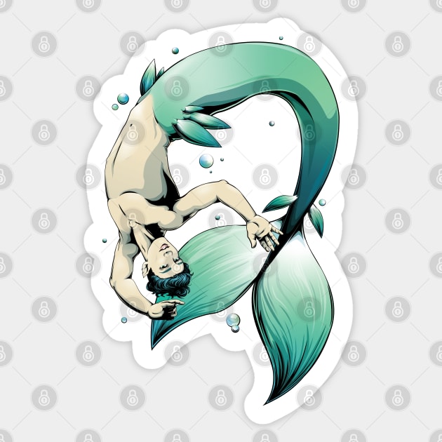 Playful Merman Sticker by redappletees